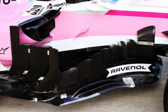 Racing Point Force India F1 VJM11 sidepod detail.
27.09.2018. Formula 1 World Championship, Rd 16, Russian Grand Prix, Sochi Autodrom, Sochi, Russia, Preparation Day.
- www.xpbimages.com, EMail: requests@xpbimages.com - copy of publication required for printed pictures. Every used picture is fee-liable. © Copyright: Batchelor / XPB Images
