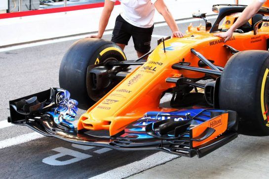 McLaren MCL33 front wing detail.
27.09.2018. Formula 1 World Championship, Rd 16, Russian Grand Prix, Sochi Autodrom, Sochi, Russia, Preparation Day.
- www.xpbimages.com, EMail: requests@xpbimages.com - copy of publication required for printed pictures. Every used picture is fee-liable. © Copyright: Batchelor / XPB Images