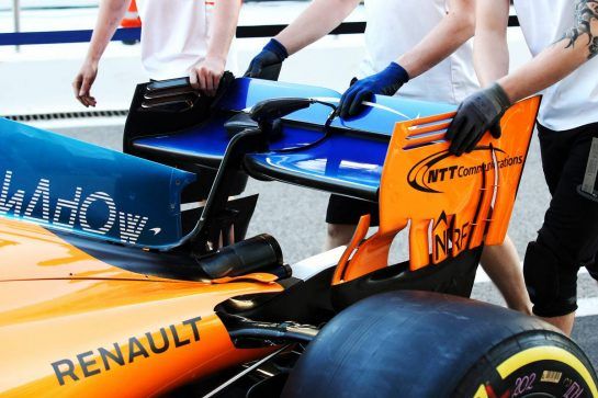 McLaren MCL33 rear wing detail.
27.09.2018. Formula 1 World Championship, Rd 16, Russian Grand Prix, Sochi Autodrom, Sochi, Russia, Preparation Day.
- www.xpbimages.com, EMail: requests@xpbimages.com - copy of publication required for printed pictures. Every used picture is fee-liable. © Copyright: Batchelor / XPB Images