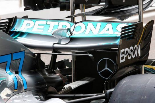 Mercedes AMG F1 W09 rear wing detail.
27.09.2018. Formula 1 World Championship, Rd 16, Russian Grand Prix, Sochi Autodrom, Sochi, Russia, Preparation Day.
- www.xpbimages.com, EMail: requests@xpbimages.com - copy of publication required for printed pictures. Every used picture is fee-liable. © Copyright: Batchelor / XPB Images