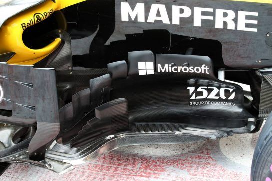 Renault Sport F1 Team RS18 sidepod detail.
27.09.2018. Formula 1 World Championship, Rd 16, Russian Grand Prix, Sochi Autodrom, Sochi, Russia, Preparation Day.
- www.xpbimages.com, EMail: requests@xpbimages.com - copy of publication required for printed pictures. Every used picture is fee-liable. © Copyright: Batchelor / XPB Images