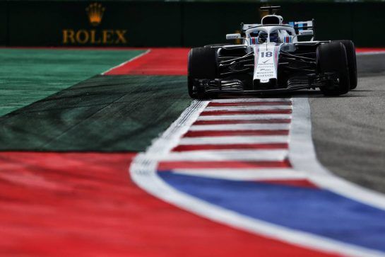 Lance Stroll (CDN) Williams FW41.
28.09.2018. Formula 1 World Championship, Rd 16, Russian Grand Prix, Sochi Autodrom, Sochi, Russia, Practice Day.
- www.xpbimages.com, EMail: requests@xpbimages.com - copy of publication required for printed pictures. Every used picture is fee-liable. © Copyright: Moy / XPB Images