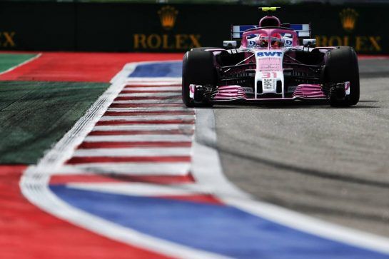 Esteban Ocon (FRA) Racing Point Force India F1 VJM11.
28.09.2018. Formula 1 World Championship, Rd 16, Russian Grand Prix, Sochi Autodrom, Sochi, Russia, Practice Day.
- www.xpbimages.com, EMail: requests@xpbimages.com - copy of publication required for printed pictures. Every used picture is fee-liable. © Copyright: Moy / XPB Images