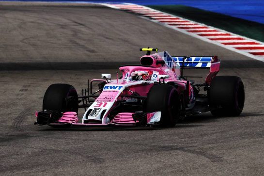 Esteban Ocon (FRA) Racing Point Force India F1 VJM11.
28.09.2018. Formula 1 World Championship, Rd 16, Russian Grand Prix, Sochi Autodrom, Sochi, Russia, Practice Day.
- www.xpbimages.com, EMail: requests@xpbimages.com - copy of publication required for printed pictures. Every used picture is fee-liable. © Copyright: Photo4 / XPB Images
