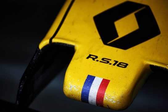 Renault Sport F1 Team RS18 nosecone.
28.09.2018. Formula 1 World Championship, Rd 16, Russian Grand Prix, Sochi Autodrom, Sochi, Russia, Practice Day.
- www.xpbimages.com, EMail: requests@xpbimages.com - copy of publication required for printed pictures. Every used picture is fee-liable. © Copyright: Batchelor / XPB Images