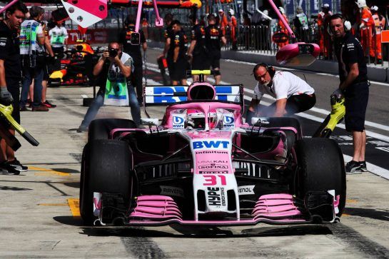 Esteban Ocon (FRA) Racing Point Force India F1 VJM11.
29.09.2018. Formula 1 World Championship, Rd 16, Russian Grand Prix, Sochi Autodrom, Sochi, Russia, Qualifying Day.
- www.xpbimages.com, EMail: requests@xpbimages.com - copy of publication required for printed pictures. Every used picture is fee-liable. © Copyright: Photo4 / XPB Images