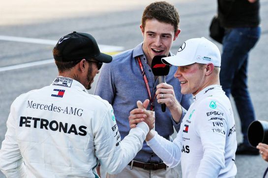 (L to R): Lewis Hamilton (GBR) Mercedes AMG F1 celebrates with team mate and pole sitter Valtteri Bottas (FIN) Mercedes AMG F1 in qualifying parc ferme.
29.09.2018. Formula 1 World Championship, Rd 16, Russian Grand Prix, Sochi Autodrom, Sochi, Russia, Qualifying Day.
- www.xpbimages.com, EMail: requests@xpbimages.com - copy of publication required for printed pictures. Every used picture is fee-liable. © Copyright: Batchelor / XPB Images