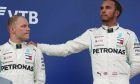 second placed Valtteri Bottas (FIN) Mercedes AMG F1 with race winner and team mate Lewis Hamilton