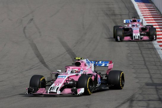 Esteban Ocon (FRA) Force India F1  
30.09.2018. Formula 1 World Championship, Rd 16, Russian Grand Prix, Sochi Autodrom, Sochi, Russia, Race Day.
- www.xpbimages.com, EMail: requests@xpbimages.com - copy of publication required for printed pictures. Every used picture is fee-liable. © Copyright: Charniaux / XPB Images