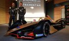 Jean-Eric Vergne and ANdre Lotterer show off the new Gen2 Techeetah DS-Automobiles-powered entry for the first season of the ABB FIA Formula E championship.