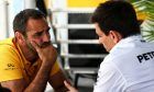 Cyril Abiteboul (FRA) Renault Sport F1 Managing Director with Toto Wolff (GER) Mercedes