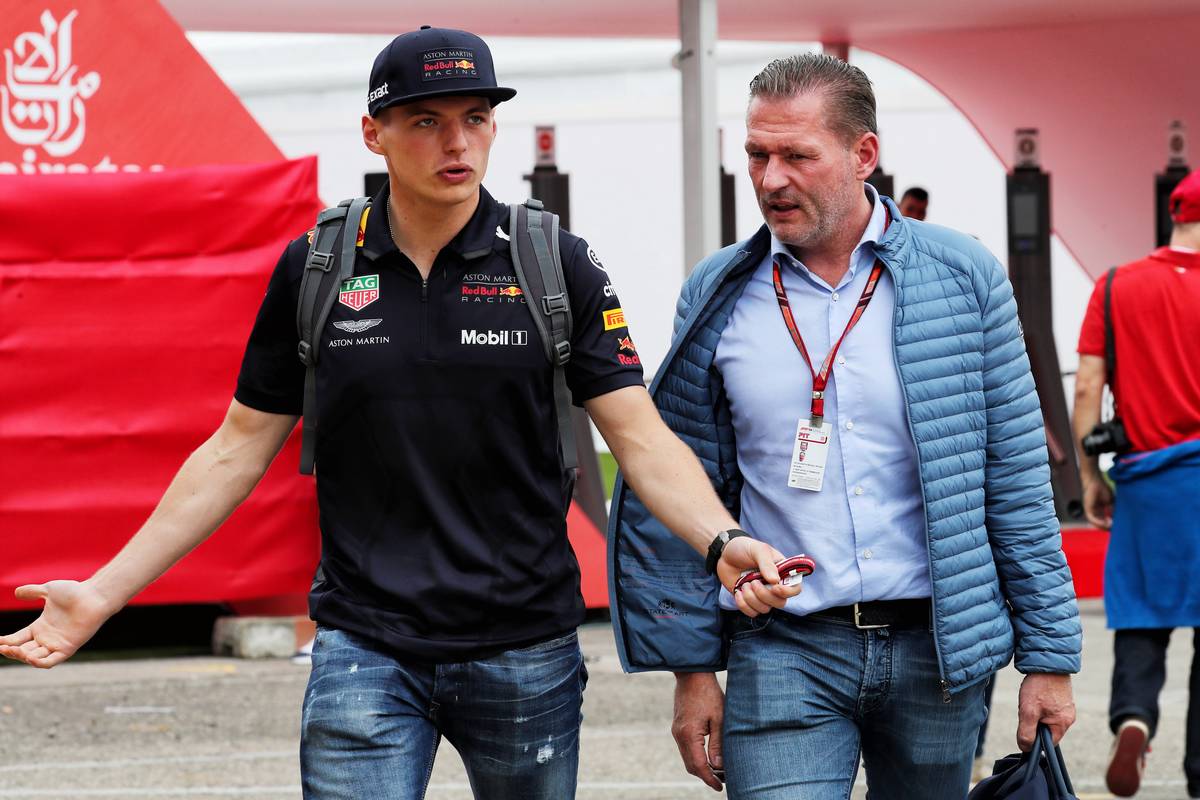 Max Verstappen (NLD) Red Bull Racing with his father Jos Verstappen