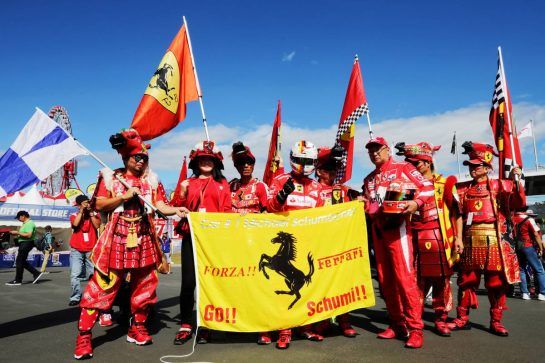 Ferrari fans.
07.10.2018. Formula 1 World Championship, Rd 17, Japanese Grand Prix, Suzuka, Japan, Race Day.
- www.xpbimages.com, EMail: requests@xpbimages.com - copy of publication required for printed pictures. Every used picture is fee-liable. © Copyright: Moy / XPB Images