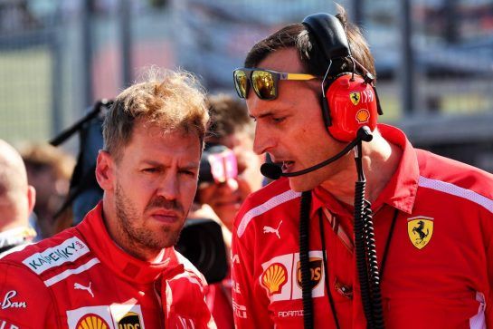 Sebastian Vettel (GER) Ferrari with Riccardo Adami (ITA) Ferrari Race Engineer on the grid.
07.10.2018. Formula 1 World Championship, Rd 17, Japanese Grand Prix, Suzuka, Japan, Race Day.
- www.xpbimages.com, EMail: requests@xpbimages.com - copy of publication required for printed pictures. Every used picture is fee-liable. © Copyright: Photo4 / XPB Images