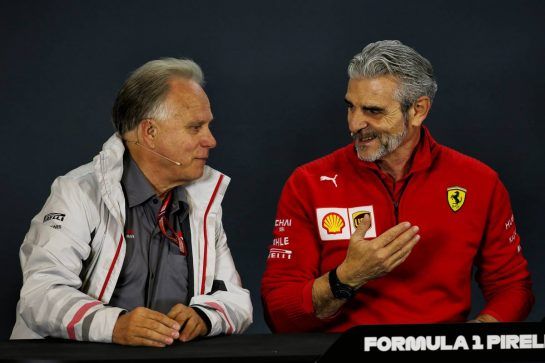 (L to R): Gene Haas (USA) Haas Automotion President with Maurizio Arrivabene (ITA) Ferrari Team Principal in the FIA Press Conference.
19.10.2018. Formula 1 World Championship, Rd 18, United States Grand Prix, Austin, Texas, USA, Practice Day.
- www.xpbimages.com, EMail: requests@xpbimages.com - copy of publication required for printed pictures. Every used picture is fee-liable. © Copyright: Batchelor / XPB Images