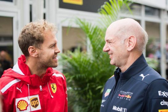 (L to R): Sebastian Vettel (GER) Ferrari with Adrian Newey (GBR) Red Bull Racing Chief Technical Officer.
20.10.2018. Formula 1 World Championship, Rd 18, United States Grand Prix, Austin, Texas, USA, Qualifying Day.
- www.xpbimages.com, EMail: requests@xpbimages.com - copy of publication required for printed pictures. Every used picture is fee-liable. © Copyright: Price / XPB Images