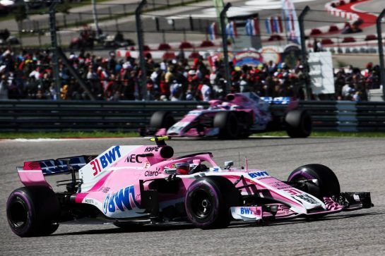 Esteban Ocon (FRA) Racing Point Force India F1 VJM11.
21.10.2018. Formula 1 World Championship, Rd 18, United States Grand Prix, Austin, Texas, USA, Race Day.
- www.xpbimages.com, EMail: requests@xpbimages.com - copy of publication required for printed pictures. Every used picture is fee-liable. © Copyright: Batchelor / XPB Images