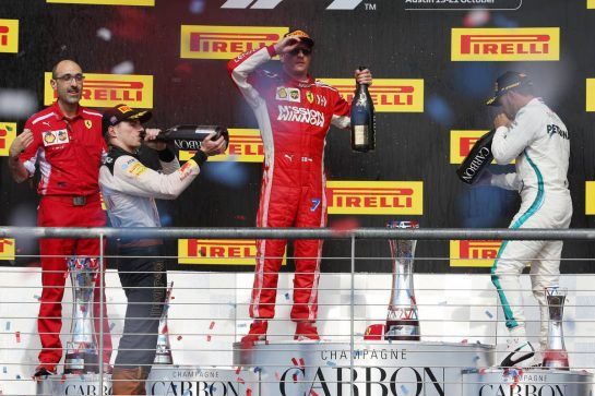 1st place Kimi Raikkonen (FIN) Ferrari SF71H 2nd place Max Verstappen (NLD) Red Bull Racing RB14 and 3rd Sebastian Vettel (GER) Ferrari SF71H.
21.10.2018. Formula 1 World Championship, Rd 18, United States Grand Prix, Austin, Texas, USA, Race Day.
- www.xpbimages.com, EMail: requests@xpbimages.com - copy of publication required for printed pictures. Every used picture is fee-liable. © Copyright: Batchelor / XPB Images