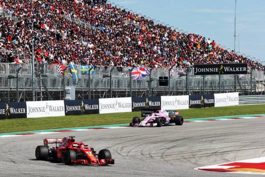 Sebastian Vettel (GER) Ferrari SF71H.
21.10.2018. Formula 1 World Championship, Rd 18, United States Grand Prix, Austin, Texas, USA, Race Day.
- www.xpbimages.com, EMail: requests@xpbimages.com - copy of publication required for printed pictures. Every used picture is fee-liable. © Copyright: Bearne / XPB Images