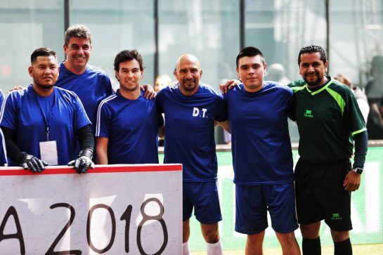Sergio Perez (MEX) Racing Point Force India F1 Team at an America Movil Charity Football Match.
24.10.2018. Formula 1 World Championship, Rd 19, Mexican Grand Prix, Mexico City, Mexico, Preparation Day.
- www.xpbimages.com, EMail: requests@xpbimages.com - copy of publication required for printed pictures. Every used picture is fee-liable. © Copyright: Moy / XPB Images
