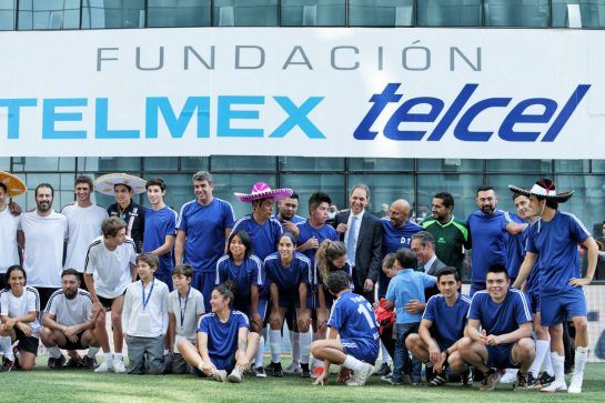Esteban Ocon (FRA) Racing Point Force India F1 Team and Sergio Perez (MEX) Racing Point Force India F1 Team at an America Movil Charity Football Match.
24.10.2018. Formula 1 World Championship, Rd 19, Mexican Grand Prix, Mexico City, Mexico, Preparation Day.
- www.xpbimages.com, EMail: requests@xpbimages.com - copy of publication required for printed pictures. Every used picture is fee-liable. © Copyright: Moy / XPB Images