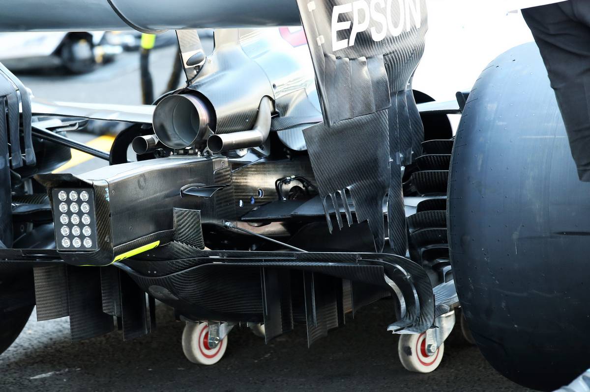 Red Bull Racing RB14 rear wing detail.