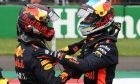 Pole for Daniel Ricciardo (AUS) Red Bull Racing RB14 and 2nd for Max Verstappen