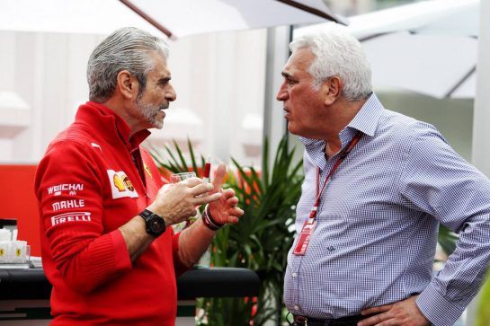 (L to R): Maurizio Arrivabene (ITA) Ferrari Team Principal with Lawrence Stroll (CDN) Racing Point Force India F1 Team Investor.
28.10.2018. Formula 1 World Championship, Rd 19, Mexican Grand Prix, Mexico City, Mexico, Race Day.
- www.xpbimages.com, EMail: requests@xpbimages.com - copy of publication required for printed pictures. Every used picture is fee-liable. © Copyright: Moy / XPB Images