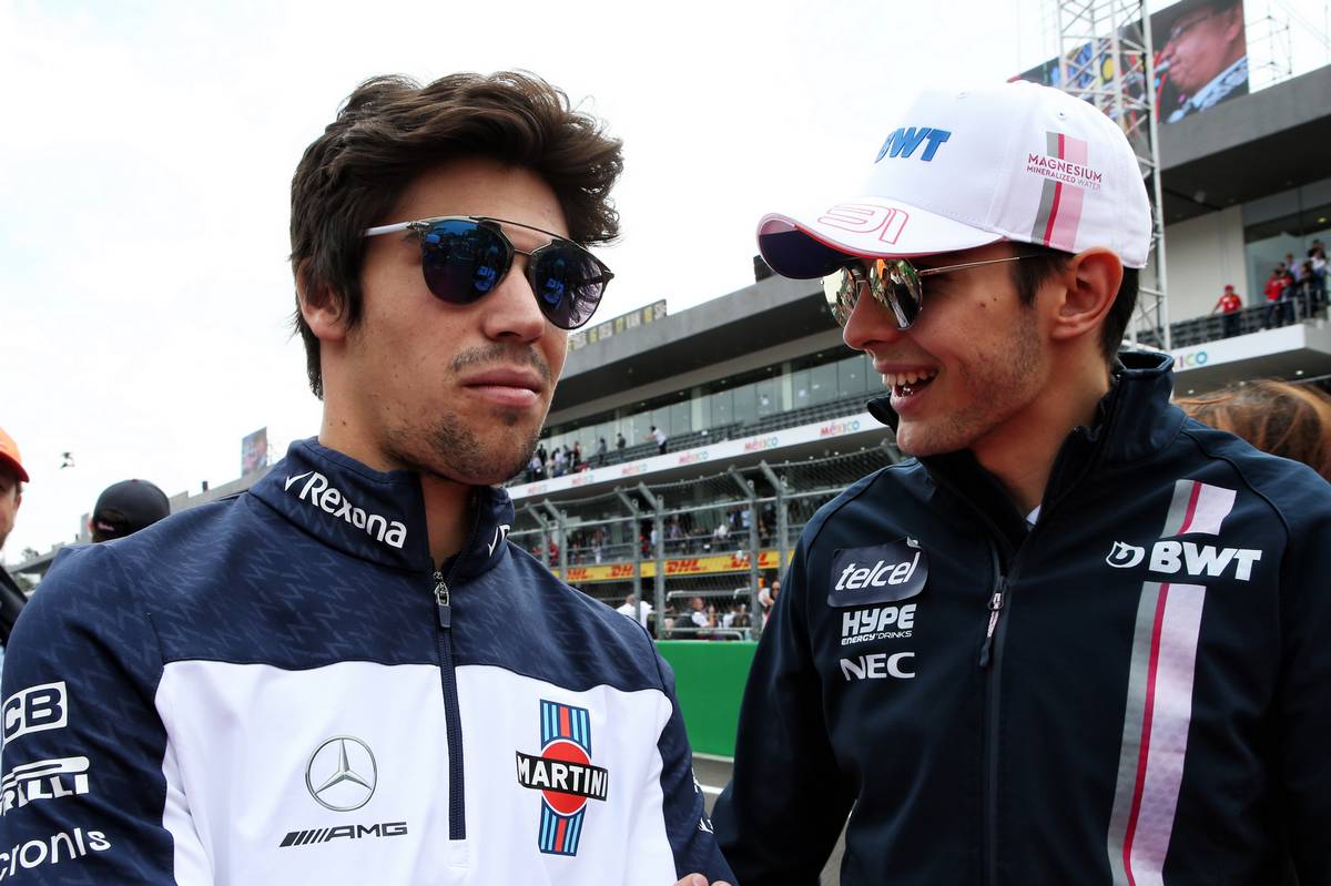 Lance Stroll (CDN) Williams with Esteban Ocon (FRA) Racing Point Force India F1 Team on the drivers parade