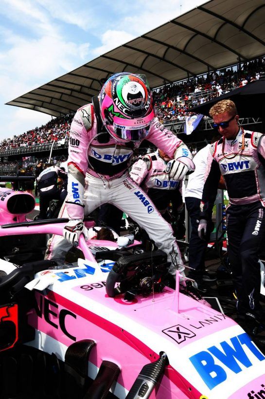 Sergio Perez (MEX) Racing Point Force India F1 VJM11 on the grid.
28.10.2018. Formula 1 World Championship, Rd 19, Mexican Grand Prix, Mexico City, Mexico, Race Day.
- www.xpbimages.com, EMail: requests@xpbimages.com - copy of publication required for printed pictures. Every used picture is fee-liable. © Copyright: Moy / XPB Images
