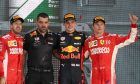 Mexican Grand Prix podium - 1st place Max Verstappen (NLD) Red Bull Racing RB14,