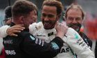 Lewis Hamilton (GBR) Mercedes AMG F1 W09 celebrates his 5th World Championship.