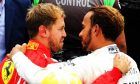 Race winner Lewis Hamilton (GBR) Mercedes AMG F1 celebrates winning the World Championship in parc ferme with Sebastian Vettel (GER) Ferrari.
