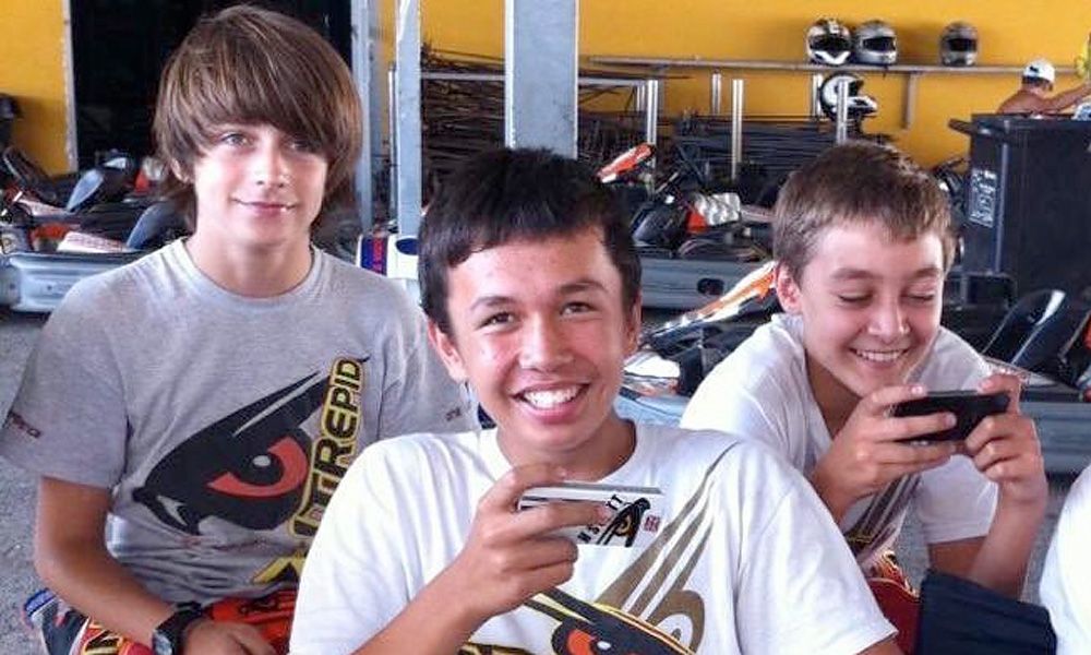 Charles Leclerc, Alaxander Albon and George Russell in their karting days, on their way to Formula 1 stardom.