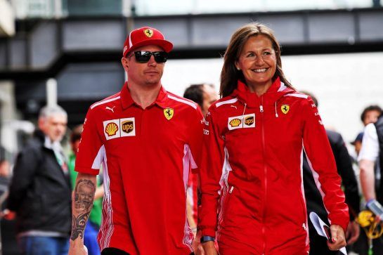 Kimi Raikkonen (FIN) Ferrari with Stefania Bocchi (ITA) Ferrari Press Officer.
08.11.2018. Formula 1 World Championship, Rd 20, Brazilian Grand Prix, Sao Paulo, Brazil, Preparation Day.
- www.xpbimages.com, EMail: requests@xpbimages.com - copy of publication required for printed pictures. Every used picture is fee-liable. © Copyright: Batchelor / XPB Images