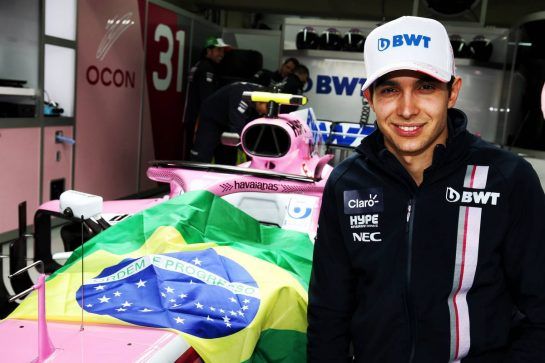 Esteban Ocon (FRA) Racing Point Force India F1 Team - Havaianas.
08.11.2018. Formula 1 World Championship, Rd 20, Brazilian Grand Prix, Sao Paulo, Brazil, Preparation Day.
- www.xpbimages.com, EMail: requests@xpbimages.com - copy of publication required for printed pictures. Every used picture is fee-liable. © Copyright: Moy / XPB Images
