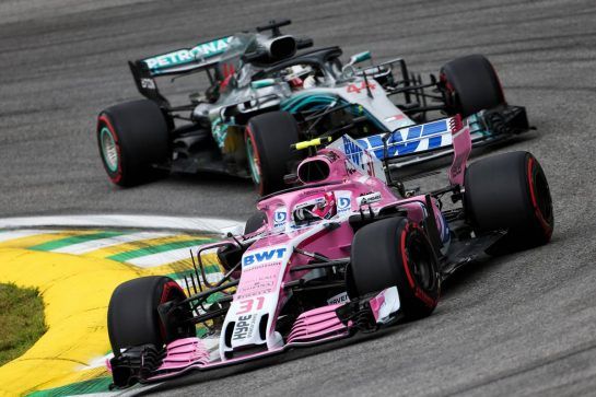 Esteban Ocon (FRA) Racing Point Force India F1 VJM11.
09.11.2018. Formula 1 World Championship, Rd 20, Brazilian Grand Prix, Sao Paulo, Brazil, Practice Day.
- www.xpbimages.com, EMail: requests@xpbimages.com - copy of publication required for printed pictures. Every used picture is fee-liable. © Copyright: Moy / XPB Images