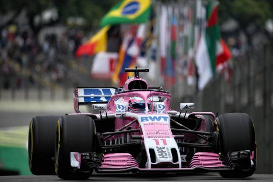 Sergio Perez (MEX) Racing Point Force India F1 VJM11.
09.11.2018. Formula 1 World Championship, Rd 20, Brazilian Grand Prix, Sao Paulo, Brazil, Practice Day.
- www.xpbimages.com, EMail: requests@xpbimages.com - copy of publication required for printed pictures. Every used picture is fee-liable. © Copyright: Batchelor / XPB Images