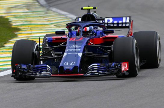 Pierre Gasly (FRA) Scuderia Toro Rosso 
09.11.2018. Formula 1 World Championship, Rd 20, Brazilian Grand Prix, Sao Paulo, Brazil, Practice Day.
- www.xpbimages.com, EMail: requests@xpbimages.com - copy of publication required for printed pictures. Every used picture is fee-liable. © Copyright: Charniaux / XPB Images