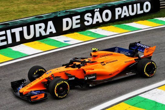Stoffel Vandoorne (BEL) McLaren MCL33.
10.11.2018. Formula 1 World Championship, Rd 20, Brazilian Grand Prix, Sao Paulo, Brazil, Qualifying Day.
- www.xpbimages.com, EMail: requests@xpbimages.com - copy of publication required for printed pictures. Every used picture is fee-liable. © Copyright: Moy / XPB Images