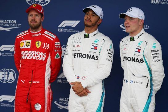 Pole for Lewis Hamilton (GBR) Mercedes, 2nd for Sebastian Vettel (GER) Scuderia Ferrari  and 3rd Valtteri Bottas (FIN) Mercedes AMG F1.
10.11.2018. Formula 1 World Championship, Rd 20, Brazilian Grand Prix, Sao Paulo, Brazil, Qualifying Day.
- www.xpbimages.com, EMail: requests@xpbimages.com - copy of publication required for printed pictures. Every used picture is fee-liable. © Copyright: Batchelor / XPB Images