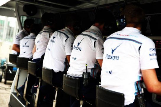 Williams pit gantry.
10.11.2018. Formula 1 World Championship, Rd 20, Brazilian Grand Prix, Sao Paulo, Brazil, Qualifying Day.
- www.xpbimages.com, EMail: requests@xpbimages.com - copy of publication required for printed pictures. Every used picture is fee-liable. © Copyright: Batchelor / XPB Images