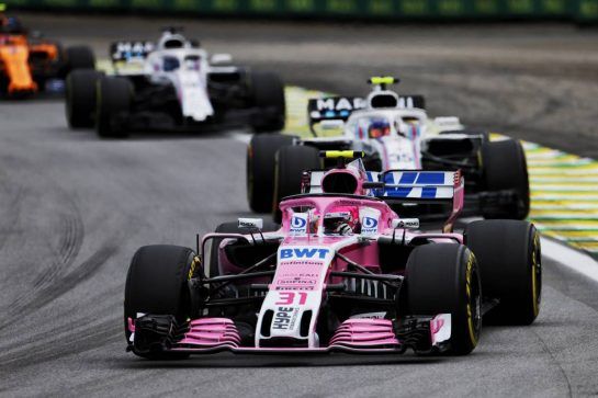 Esteban Ocon (FRA) Racing Point Force India F1 VJM11.
11.11.2018. Formula 1 World Championship, Rd 20, Brazilian Grand Prix, Sao Paulo, Brazil, Race Day.
- www.xpbimages.com, EMail: requests@xpbimages.com - copy of publication required for printed pictures. Every used picture is fee-liable. © Copyright: Moy / XPB Images