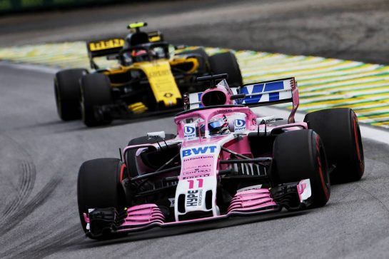Sergio Perez (MEX) Racing Point Force India F1 VJM11.
11.11.2018. Formula 1 World Championship, Rd 20, Brazilian Grand Prix, Sao Paulo, Brazil, Race Day.
- www.xpbimages.com, EMail: requests@xpbimages.com - copy of publication required for printed pictures. Every used picture is fee-liable. © Copyright: Moy / XPB Images