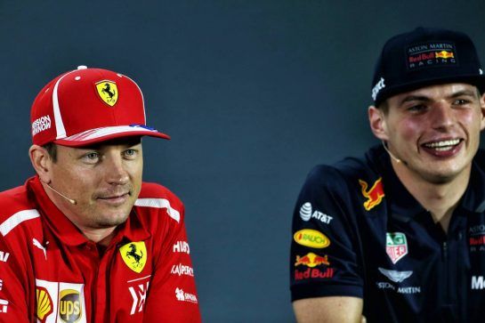 (L to R): Kimi Raikkonen (FIN) Ferrari and Max Verstappen (NLD) Red Bull Racing in the FIA Press Conference.
22.11.2018. Formula 1 World Championship, Rd 21, Abu Dhabi Grand Prix, Yas Marina Circuit, Abu Dhabi, Preparation Day.
- www.xpbimages.com, EMail: requests@xpbimages.com - copy of publication required for printed pictures. Every used picture is fee-liable. © Copyright: Moy / XPB Images