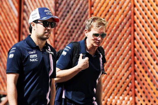 (L to R): Sergio Perez (MEX) Racing Point Force India F1 Team with Xavi Martos (ESP) Racing Point Force India F1 Team Physio.
23.11.2018. Formula 1 World Championship, Rd 21, Abu Dhabi Grand Prix, Yas Marina Circuit, Abu Dhabi, Practice Day.
- www.xpbimages.com, EMail: requests@xpbimages.com - copy of publication required for printed pictures. Every used picture is fee-liable. © Copyright: Batchelor / XPB Images
