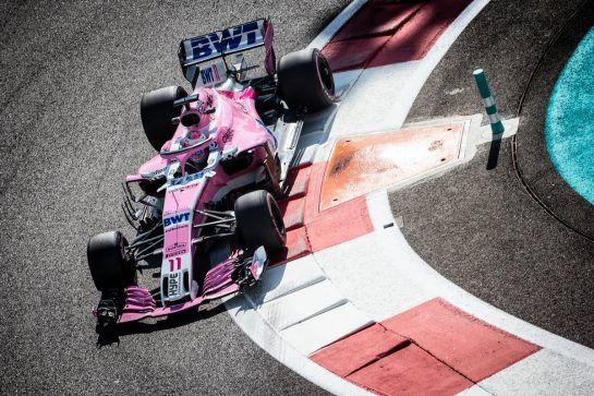 Sergio Perez (MEX) Racing Point Force India F1 VJM11.
23.11.2018. Formula 1 World Championship, Rd 21, Abu Dhabi Grand Prix, Yas Marina Circuit, Abu Dhabi, Practice Day.
- www.xpbimages.com, EMail: requests@xpbimages.com - copy of publication required for printed pictures. Every used picture is fee-liable. © Copyright: Bearne / XPB Images