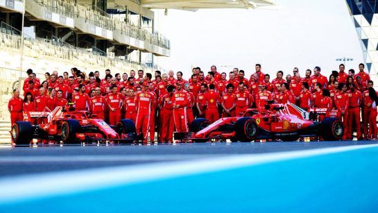 Kimi Raikkonen (FIN) Ferrari and Sebastian Vettel (GER) Ferrari at a team photograph.
23.11.2018. Formula 1 World Championship, Rd 21, Abu Dhabi Grand Prix, Yas Marina Circuit, Abu Dhabi, Practice Day.
- www.xpbimages.com, EMail: requests@xpbimages.com - copy of publication required for printed pictures. Every used picture is fee-liable. © Copyright: Photo4 / XPB Images