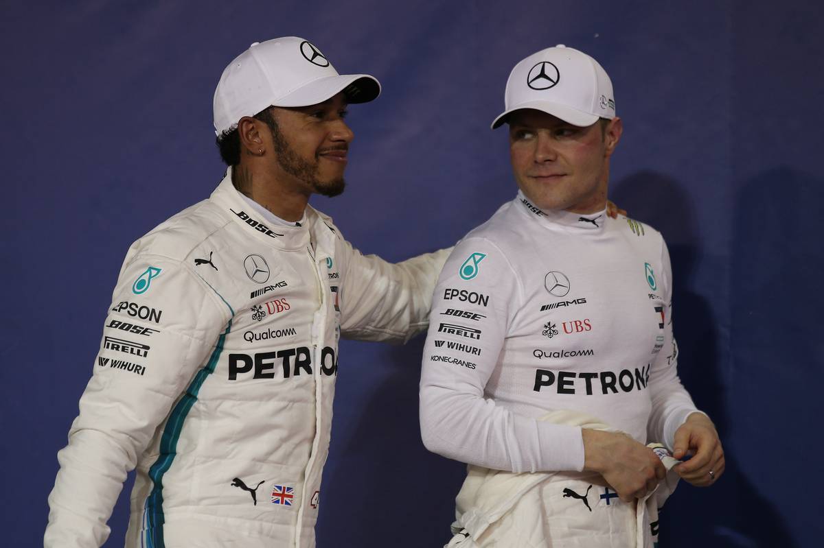 Lewis Hamilton (GBR) Mercedes AMG F1 W09 and Valtteri Bottas (FIN) Mercedes AMG F1.