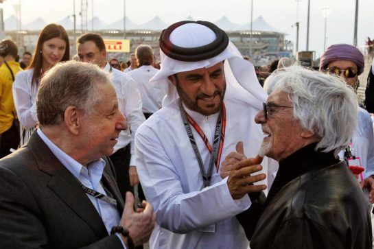 (L to R): Jean Todt (FRA) FIA President with Mohammed Bin Sulayem (UAE) and Bernie Ecclestone (GBR) on the grid.
25.11.2018. Formula 1 World Championship, Rd 21, Abu Dhabi Grand Prix, Yas Marina Circuit, Abu Dhabi, Race Day.
- www.xpbimages.com, EMail: requests@xpbimages.com - copy of publication required for printed pictures. Every used picture is fee-liable. © Copyright: Photo4 / XPB Images
